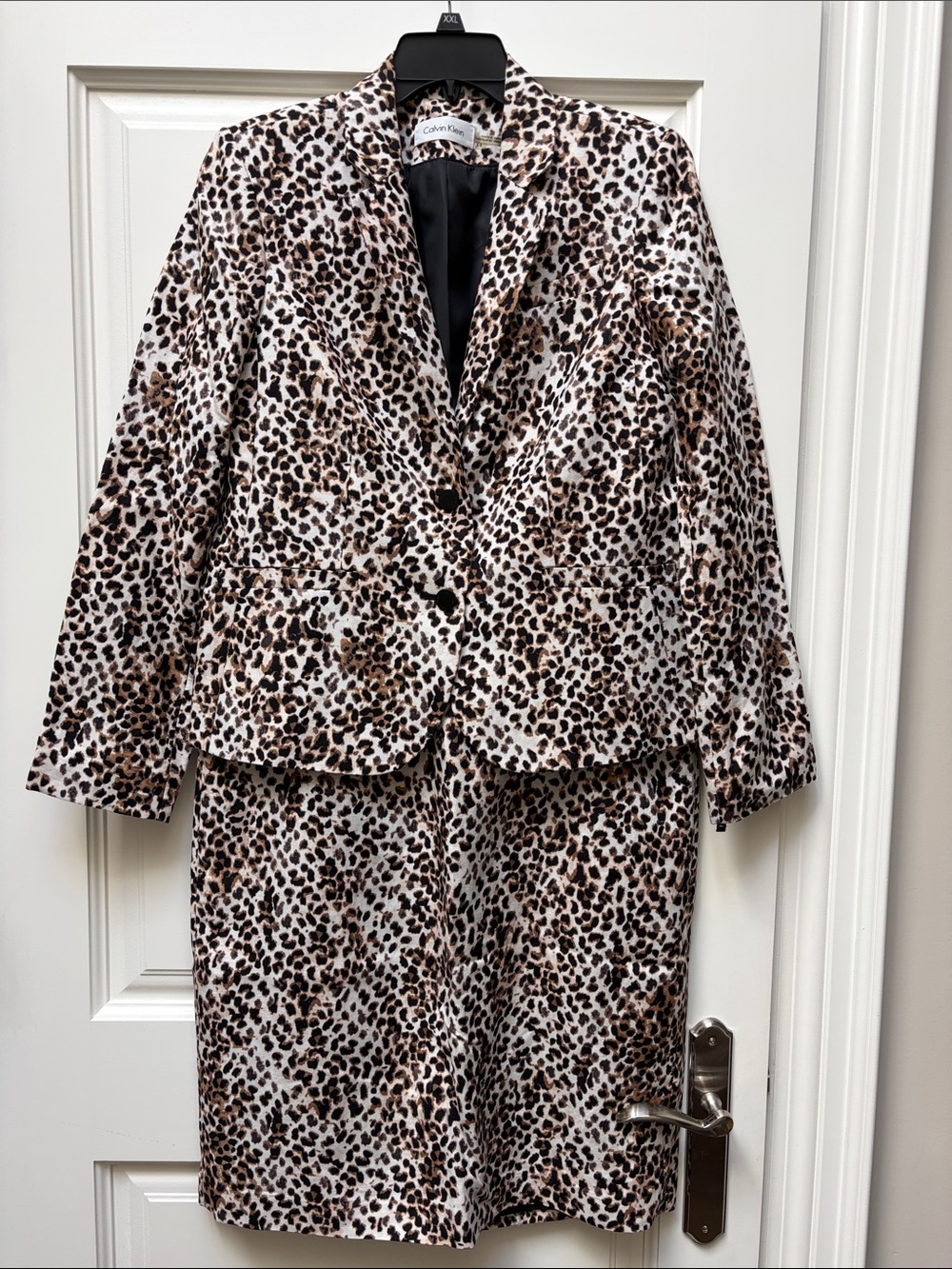 Calvin Klein Collection Leopard Print Blazer and Skirt - Brown/Black/White